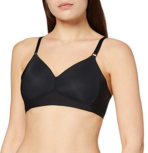Naturana® Elegant Wireless Bra [Cup A-D] I Seamless Blending, Side Smoother Effect & Ideal Fit I Women's Comfort Wire-Free Bra for a Stylish Look | 44 Black A