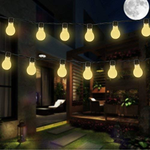 EONANT Solar-Outdoor-Lichterkette, 3.5M mit 10 kugelförmigen Kunststoff-Glühbirnen, wetterfeste Lichterkette für den Innen- und Außenbereich, Gartenpavillon-Balkon-Partydekoration (10LED)