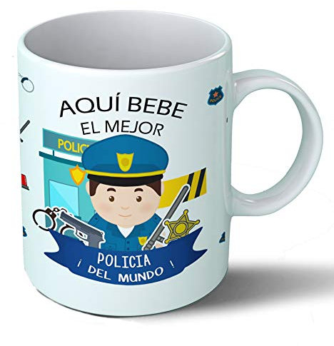 Planetacase - Taza Policía - Regalo Original Policías - Cerámica 330 mL - Taza Desayuno Apta para Microondas y Lavavajillas - - Resistente a Lavados - Policía (Él)