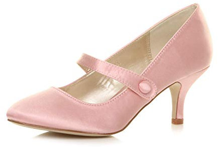 AJVANI Low Medium Heel Mary Jane Strap Party Evening Court Shoes Size 7 40