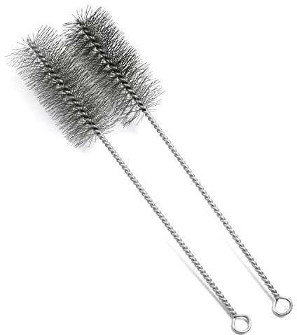 Utoolmart Steel Wire Tube Brush, Stainless Steel Spiral Power Bottle Cleaning Brush Long-Handle Bristle Pipe Cleaning Tool, 2.0-inch Diameter 12-inch Length, 2pcs