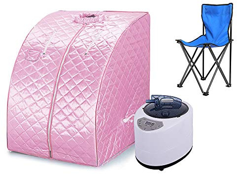 Tragbare Mobile Dampfsauna Personal Spa Body Heater Entgiften Abnehmen Gewicht Home Zimmer 98x70x80cm 1.8L (Rosa)