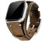 Leotop Kompatibel mit Fitbit Versa/Versa 2/Versa Lite/Versa Special Edition Straps, Echtes Leder Uhrenarmband Cuff Ersatz Armbänder mit Edelstahlschließe für Männer Frauen (Kaffee)