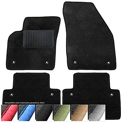 moto-MOLTICO Fußmatten Auto - Velours Autoteppiche | passend für Volvo XC90 I (2002-2014) - 4-teiliges Set - Schwarze Automatten mit Schwarzen Ziernähten