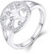 JO WISDOM Women Ring,925 Sterling Silver Family Tree of Life Yggdrasil Coin Ring with 3A Cubic Zirconia,Jewellery for Women,Christmas Gifts