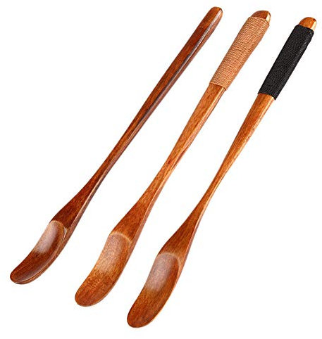 Handgefertigte Rührlöffel aus natürlichem Holz für Milch und Honig, 20,3 cm langer Griff, Teelöffel, Kaffeelöffel, Rührstäbchen, Set mit 3 Stück