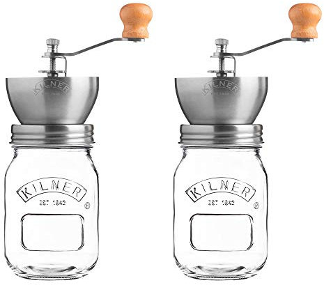 Kilner Coffee Grinder with Jar 0.5 Litre Transparent (Pack of 2)