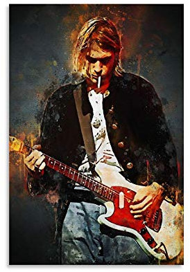 FANFF Kurt Cobain Poster Dekorative Malerei Leinwand Wandkunst Wohnzimmer Poster Schlafzimmer Gemälde 60 x 90 cm