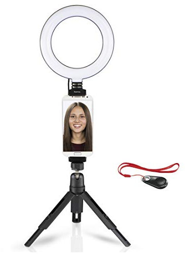 Hama LED Ringlicht Stativ mit Halterung für Handy u. Tablet (17 cm Lichtring, Ringleuchte mit Bluetooth Fernbedienung, 3 Farbtemperaturen, 10 Helligkeitsstufen für Selfies, Instagram, YouTube, TikTok)