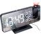 DollaTek Radio projection alarm clock LED large screen display temperature and humidity electronic clock for bedroom kitchen gift - Black shell White digital