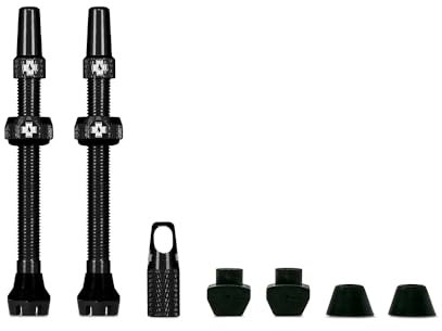 Muc-Off Schwaze Presta Tubeless Ventile, 60 mm - Hochwertige Anti-Leck Fahrradventile mit integriertem Werkzeug zum Entfernen des Ventilkerns