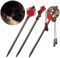 Yaazi 3 piezas japonesas chinas para el pelo retro de madera horquilla flor palillos de pelo palillos de madera hechos a mano palillo clásico para el pelo largo