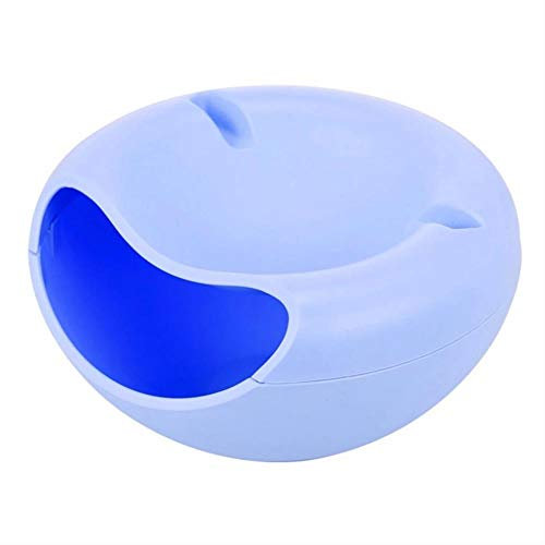 Greenf Support de Téléphone Bol à Snack Portable Créatif, Séparable Double Bol de Graines de Tournesol Boîte de Rangemen de Fruits, pour Snacks Noix Noyaux Pistache, Bleu