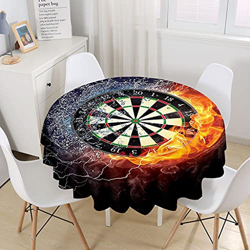 Himlaya Tischdecke Rund Abwaschbar, 3D Muster Tischdecken Runden Wasserdicht Lotuseffekt Abwischbar Tischtuch für Küche Heimdekoration Garten (Darts,Durchmesser 120cm)
