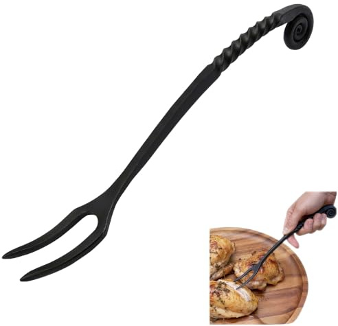 Lord Of Battles Medieval Iron Pot Fork - 10 Inch-Long Viking Tavern Style Cutlery for Recreation, Camping, Dining Hall Eating, Feasting (Single)
