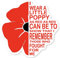 stika.co Medium - Red Poppy Memorial Sticker - Lest We Forget Remembrance Vinyl Decal for Armistice Day & War Heroes | Selbstklebend | M - 13 x 12,8 cm (130 x 128 mm / ca. 5,1 Zoll x 5 Zoll)