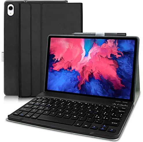 Funda para teclado italiano para Lenovo Tab M10 10,3 pulgadas TB-X606F / X606X 2020 Funda protectora con teclado italiano inalámbrico Bluetooth extraíble negro