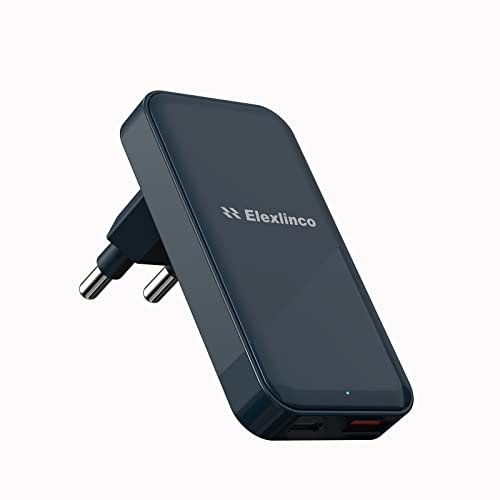 Elexlinco PD 3.0 Cargador 2 Puertos USB C 20W Compatible con iPhone, iPad, Samsung Galaxy, Nexus, HTC, Motorola, LG y mucho más (azul)