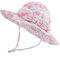 LACOFIA Baby Mädchen Sonnenhut UPF 50+ UV Schutz Kleinkind Sommer Baumwolle Mütze Strandhut Visierkappe mit Verstellbarem Kinnriemen Hellrosa Blumen 2-5 Jahre(Etikett 52)