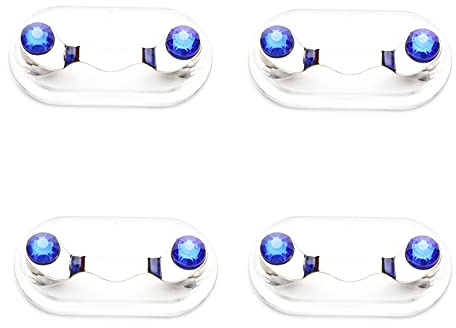 4 supporti magnetici per occhiali da vista con ganci per badge identificativi e ganci per occhiali da sole in acciaio inox, con cristalli e perle, 12 colori