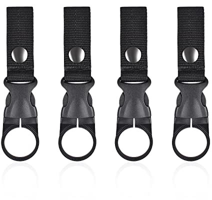 thirei Nylon Gürtel Flaschenhalter Clips,4 StückWasserflaschenhalter Clip,Schlüsselanhänger Flaschenhalter mit Gürtelschnalle, Flaschenhalter Clips für Camping Wandern Outdoor Aktivitäten, Schwarz