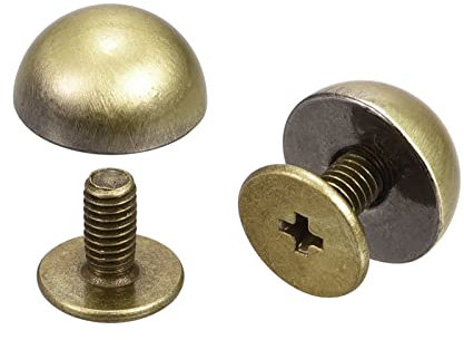 sourcing map 20 Sätze 10x6mm Runde Nieten Taschenfüße Pilznieten Metallnieten Nieten mit Schraubverschluss, Solide Rundkopf Ledernieten Schraubnieten Hohlrundkopf Ledernieten Bronze