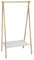 Spetebo Bambus Kleiderständer mit Stoffablage - 155 x 86 cm - Holz Standgarderobe mit Kleiderstange - Kleider Ständer Stand Garderobe Bambusholz klappbar