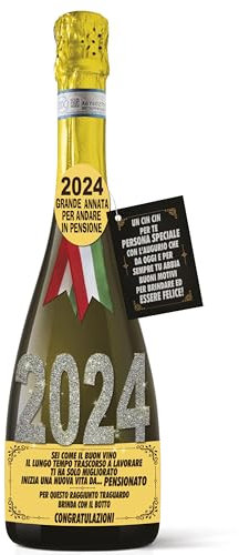 Bottiglia di Prosecco D.O.C. Millesimato per la festa di Pensionamento di un amico