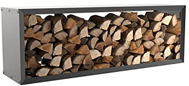 hiyard Holzlager I Wooker Wide 149 x 49 cm I Kaminholzregal I Brennholzregal I Made in Germany I mattschwarz