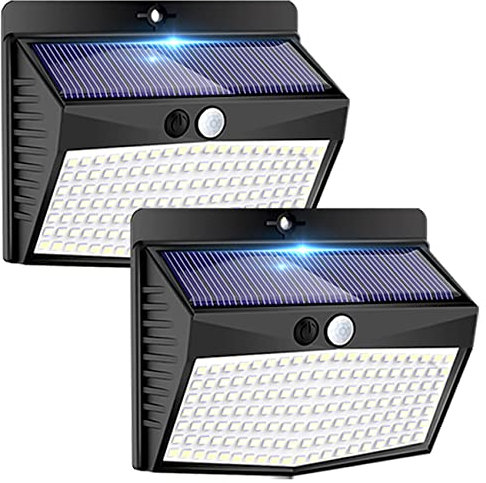 Peasur 2 Stück Solarlampen für Außen mit bewegungsmelder, 138 LED Solarlampe Außen 180° Solarleuchte mit Bewegungsmelder Sicherheitswandleuchte 3 Modi IP65 Wasserdichte Wandleuchte Garten