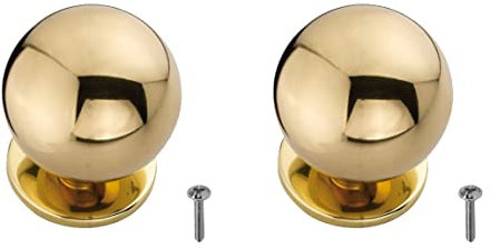 Paire de boutons ronds pour meubles de porte, armoires, tiroirs de chevet, portes - Bouton rond pour meubles - Petit bouton en zamak couleur laiton brillant