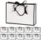 Geschenktüten mit Schleifenbändern 10 Stück Geschenktaschen aus Papier Einkaufstüten 28 x 10 x 20 CM Bogen Taschen für Geburtstag Hochzeit Feier Weihnachten, Weiß + Schwarz