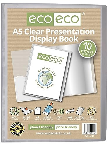 eco-eco Eco126 Porte-vues transparent à 10 pochettes Format A5 50% recyclé