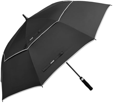 G4Free 55/63/69/72/80 Inch Golf Umbrella Windproof Double Canopy Extra Large Oversize Automatic Open Waterproof Umbrellas(Black02, 63 inch)