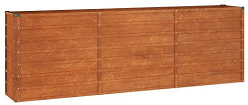 Bancal Alto Oxidado 240 x 40 x 77 cm Acero Corten, Maceta Jardinera Grande Larga