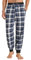 Latuza Herren Baumwolle Flanell Pyjamahose Plaid Jogger Lounge Hose mit Taschen, Blau, XX-Large