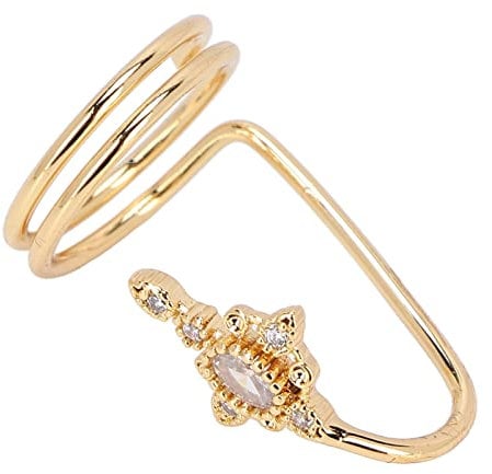 Jonlaki Women Finger Nail Ring Fashionable Fingernail Rings Nail Art Accessory for Parties and Daily Life (3057 gold)