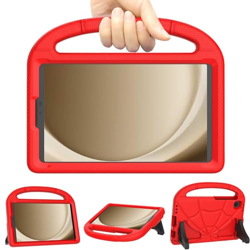 Patamiyar Funda Infantil para Samsung Galaxy Tab A9 8,7 2023, Ligera Prueba Golpes Samsung A9 Tablet Funda con Asa Soporte para Samsung Galaxy Tab A9 (SM-X110/X115/X117) & Tab A7 Lite -Rojo