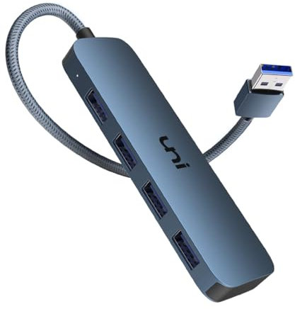 uni Hub USB 4 Porte, Hub USB 3.0 Splitter per Laptop, Tastiera e Mouse, Compatibile con PC, MacBook Air Mac Mini iMac Surface Pro PS4 PS5 Unità Flash Dispositivi Mobili HDD -Blu notte
