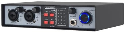 Micfuns MX02 USB Audio Interface (32-bit/ 384kHz) Sound Card, +48V Phantom Power, with Headphone Jack,Production Console and Studio Controller for Recording, Production, Podcasting, Guitar