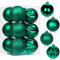 12 palline di Natale con cordini, 80 mm, verde scuro, in plastica infrangibile, da appendere, ciondoli per albero di Natale, per casa, feste, matrimoni, vacanze