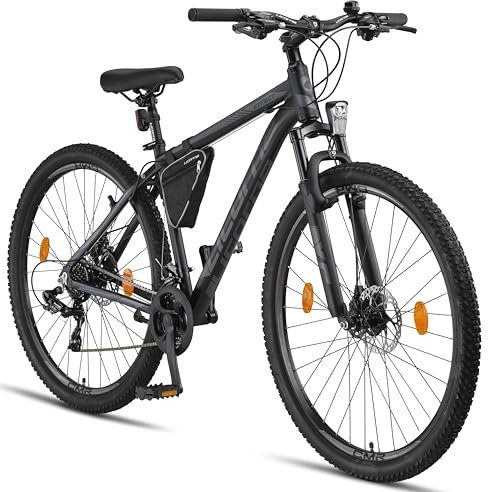 Licorne Bike Effect Premium Mountainbike Aluminium Discbremse Jungen Mädchen 21 Gang Schwarz/Anthrazit (2xDisc-Bremse)
