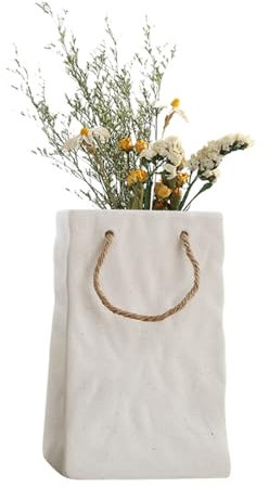 Yunjuhop Pot fourre-tout blanc Room Decor, Vase décoratif d'intérieur en céramique pour bibliothèque de bureau, décoration de maison, pot blanc d'intérieur (milieu)