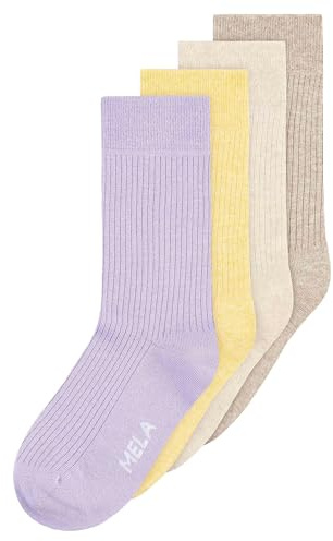 MELAWEAR Gerippte Socken Bio Baumwolle 4er Set · Für Herren & Damen · Ideal als Business-, Sport- oder Tennissocken · In weiß, schwarz, bunten Farben · Nachhaltige Baumwollsocken · 39-42