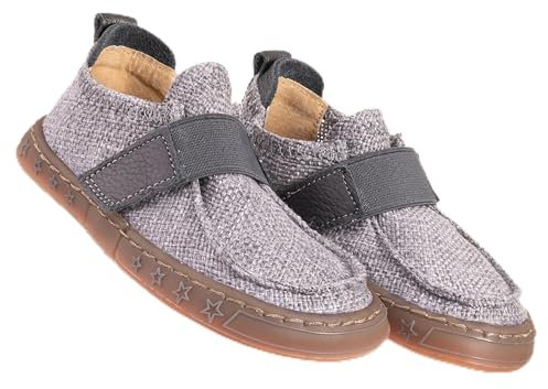 Magical Shoes Zapatos para niños y niñas, zapatos suaves para niños, zapatos descalzos, sandalias, gatear, zapatillas de piel para bebé, zapatos de bebé Rico, plata, 24 EU Ancho