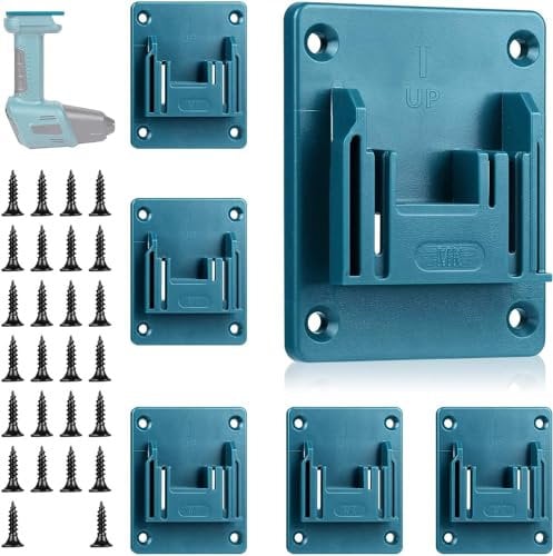 6Packs Tool Holders Tool Support for Makita 14.4v 18V Drill Mount Fit for 18 Volt LXT Li-ion Drill Tools Holder Dock Hanger with 26pcs Screws(Blue)