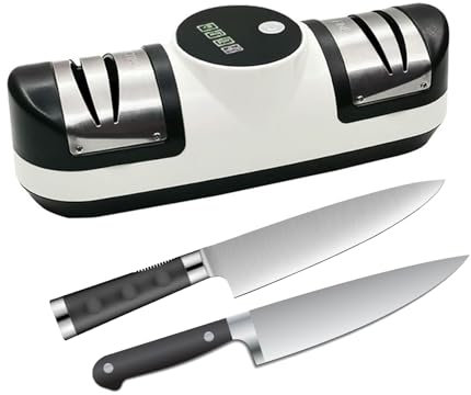 5 in 1 Wireless Electric Knife Sharpener - Rechargeable Safe Chef Knife Scissor Sharpening Stone for Kitchen, with 3 Adjustable Speed & LED Display for Rough & Fine Diamond Sharpening 0604