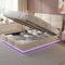 Doppelbett Polsterbett 160x200, LED Hydraulisch Stauraumbett Funktionsbett mit Großer Stauraum&Aufladen USB, Bett Jugendbett Bettgestell mit Verstellbares Kopfteil&Lattenrost, Samt,Ohne Matratze,Beige