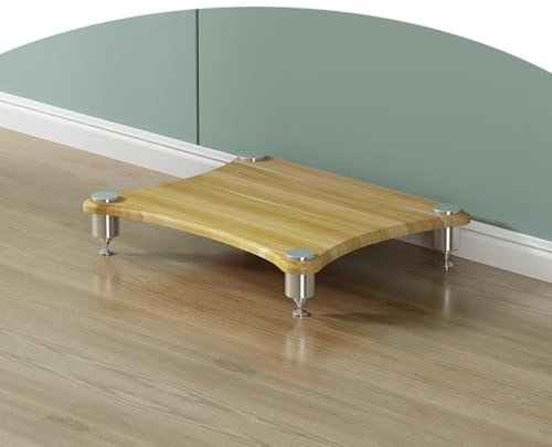 HAEKEBC Medienständer 2 3 4 Stufiger HiFi-Audioschrank Multimedia Eckständer, HiFi Rack Aus Holz Plattenspieler Regal, Robuster Medien-Aufbewahrungs Schrank(1Tier)