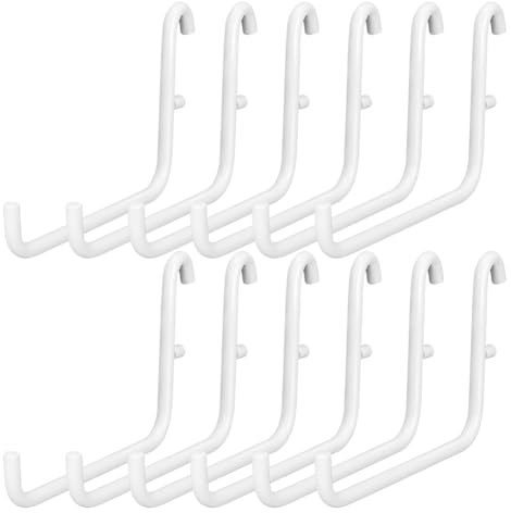 Gokoti Metal Peg Board Hook Accessories Set - 12 Piece Long Storage Tool Hooks for Home, Waterproof